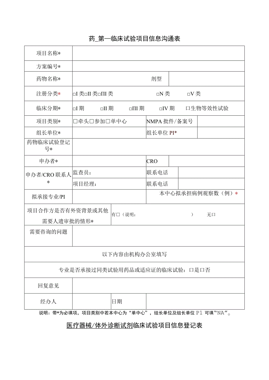 药物临床试验项目信息沟通表.docx_第1页