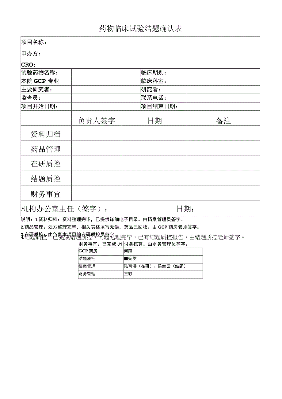 药物临床试验结题确认表.docx_第1页