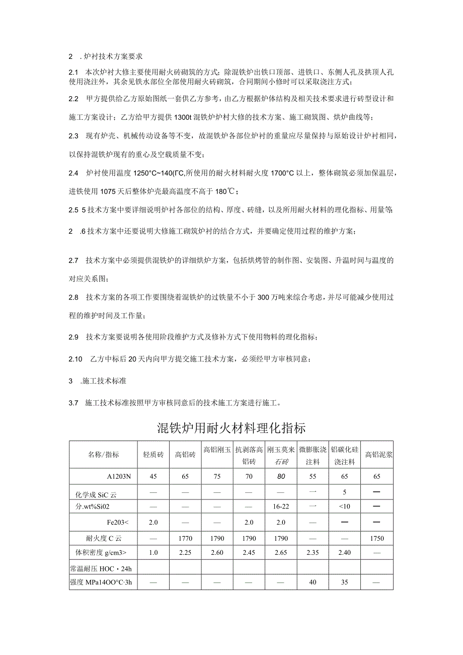 酒钢集团宏兴股份公司碳钢薄板厂炼钢1号混铁炉大修技术协议.docx_第2页