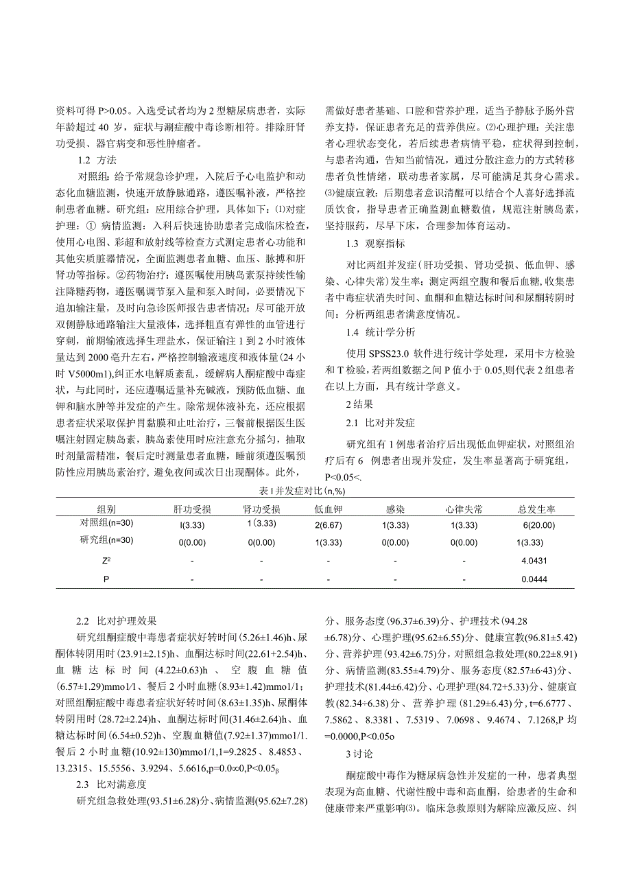 综合护理在急诊糖尿病酮症酸中毒中的作用.docx_第2页