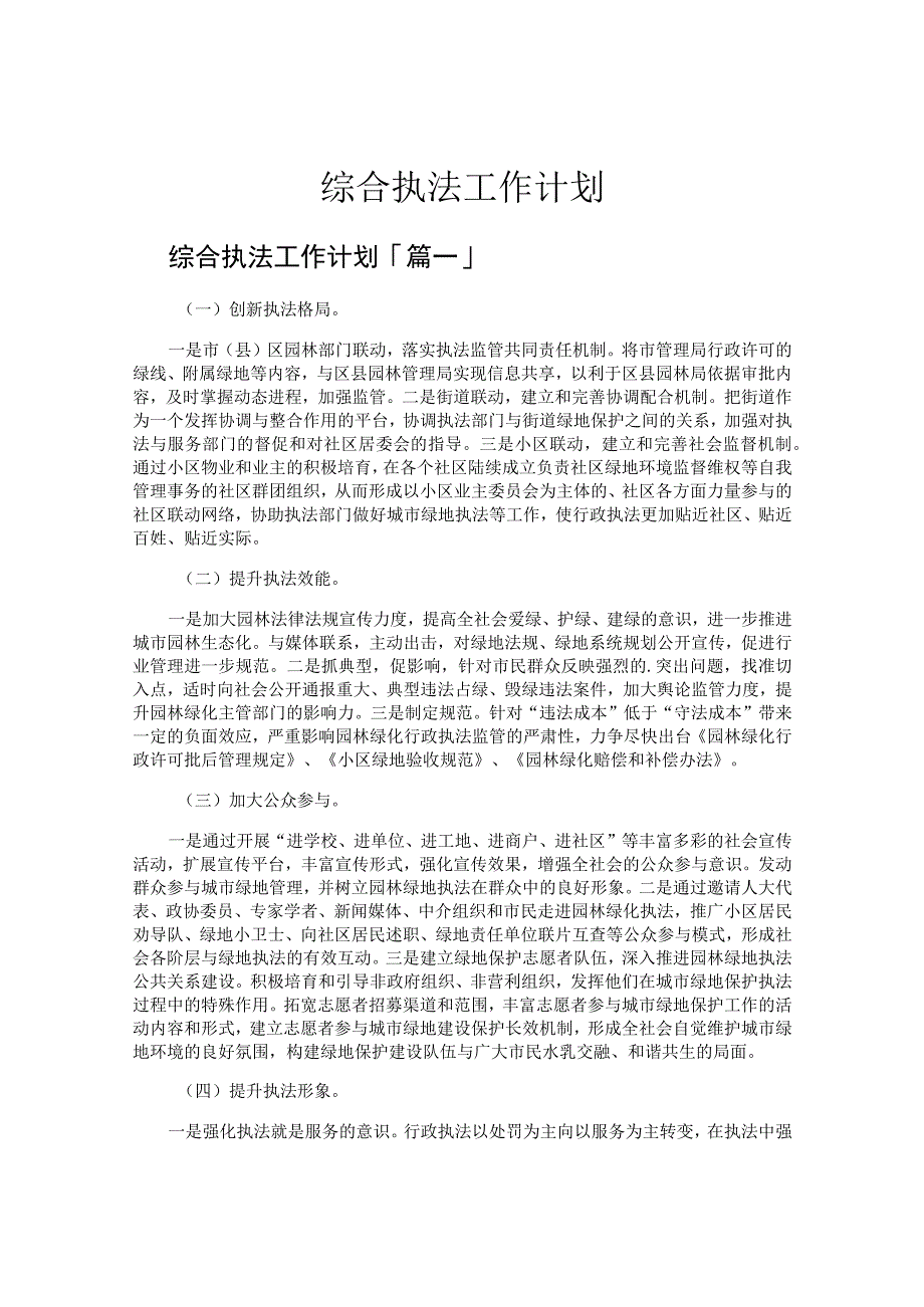 综合执法工作计划.docx_第1页