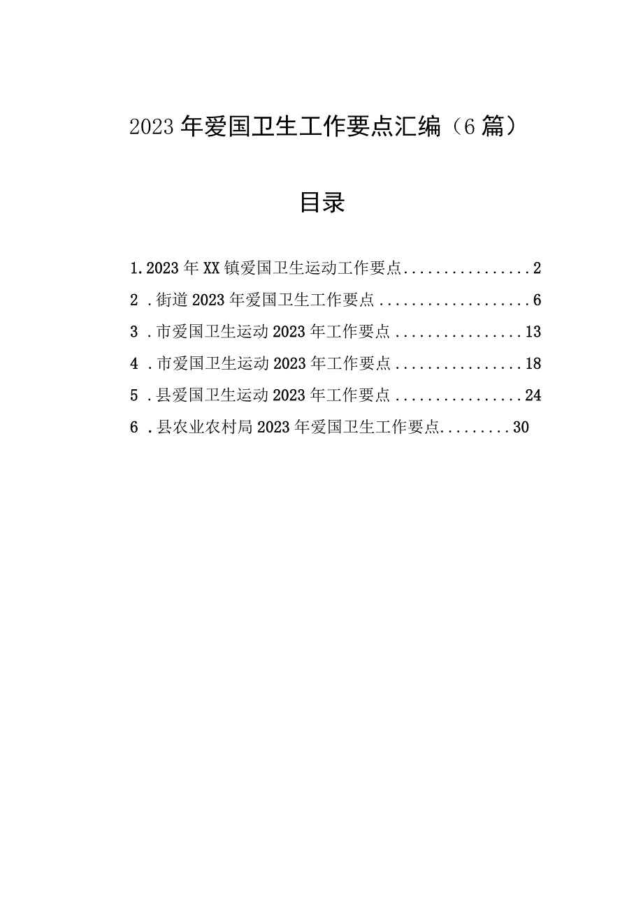 2023年爱国卫生工作要点汇编（6篇）.docx_第1页