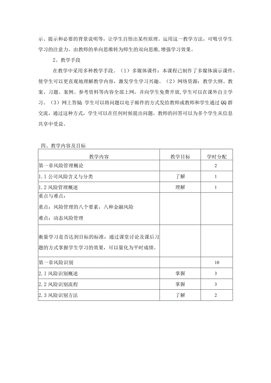 《风险管理》课程教学大纲.docx_第2页