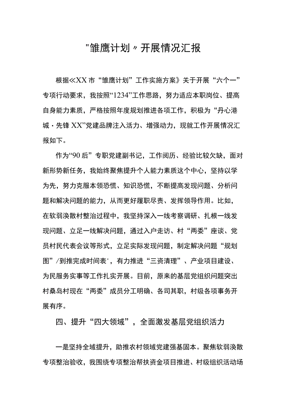 “雏鹰计划”开展情况汇报.docx_第1页