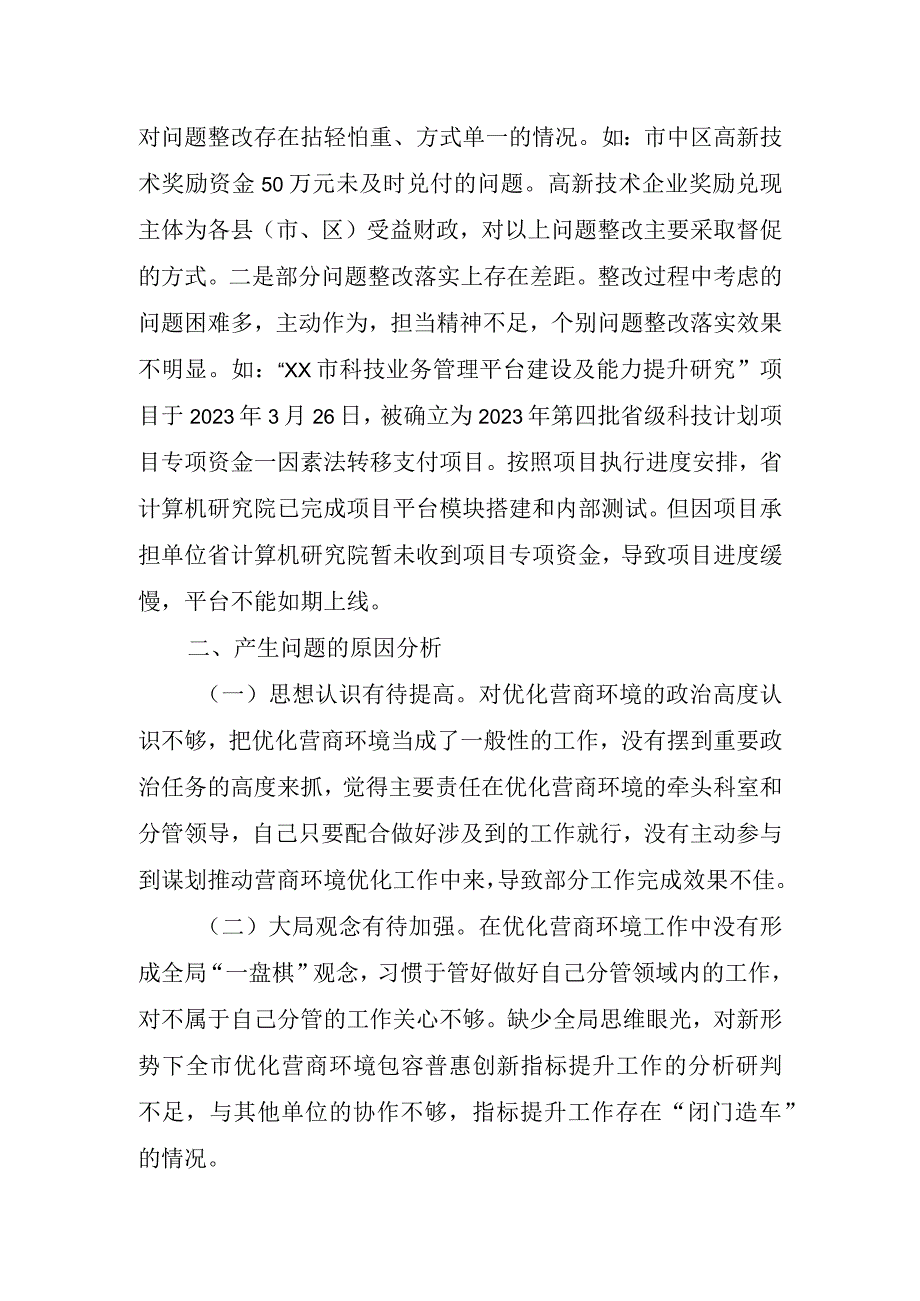 优化营商环境专项巡察整改专题民主生活会对照检查材料.docx_第3页