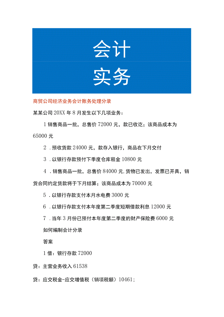 商贸公司经济业务会计账务处理分录.docx_第1页