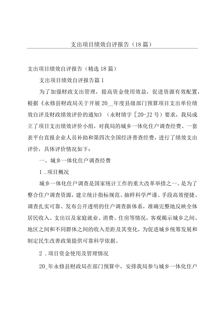 支出项目绩效自评报告（18篇）.docx_第1页