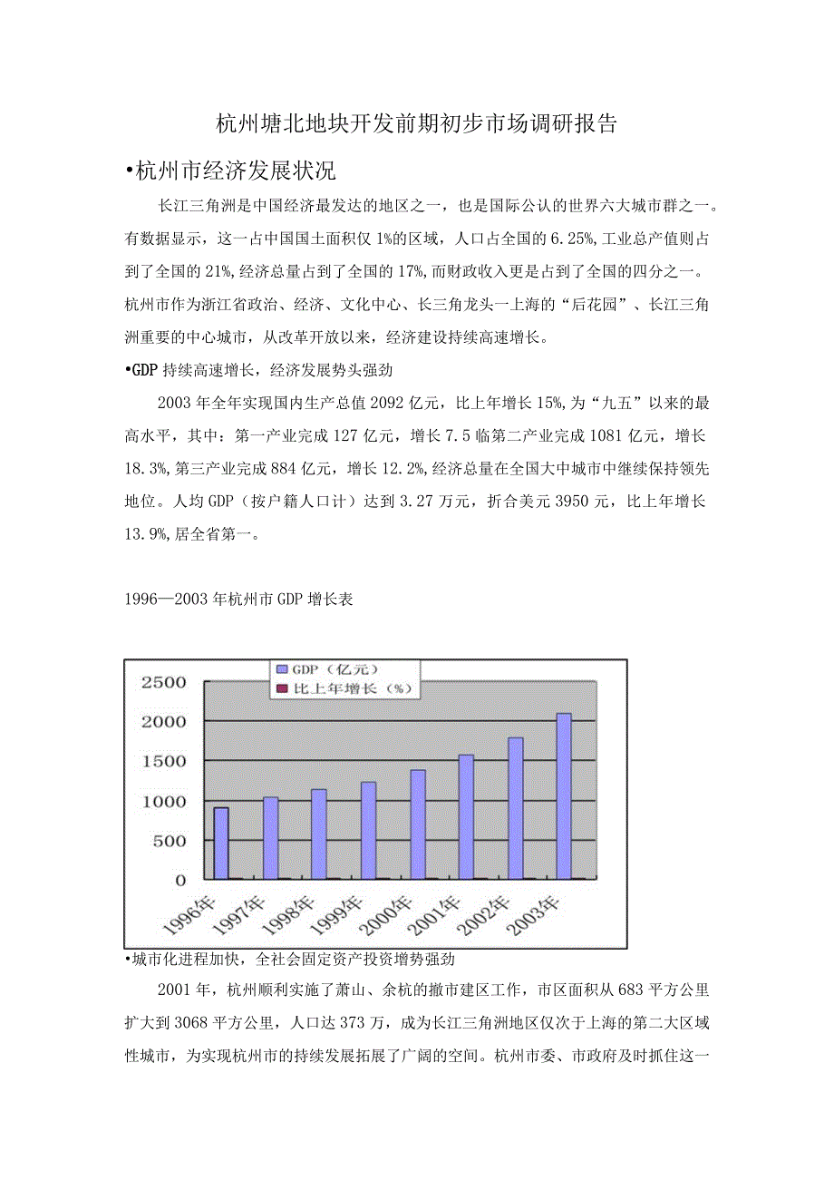 杭州塘北地块开发前期初步市场调研报告.docx_第1页