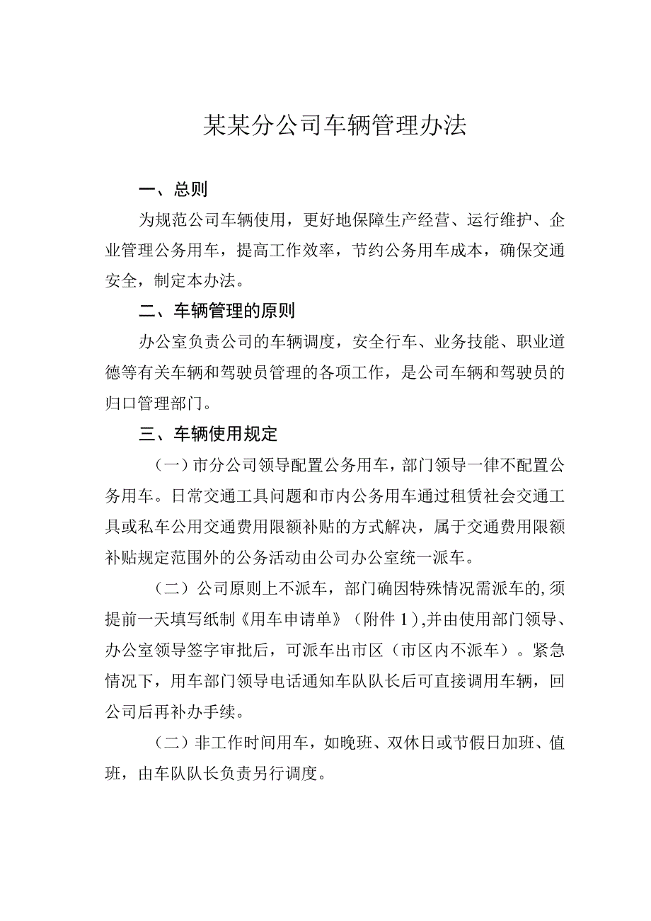 某某分公司车辆管理办法.docx_第1页