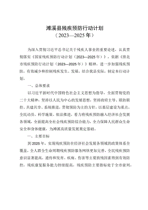 濉溪县残疾预防行动计划.docx