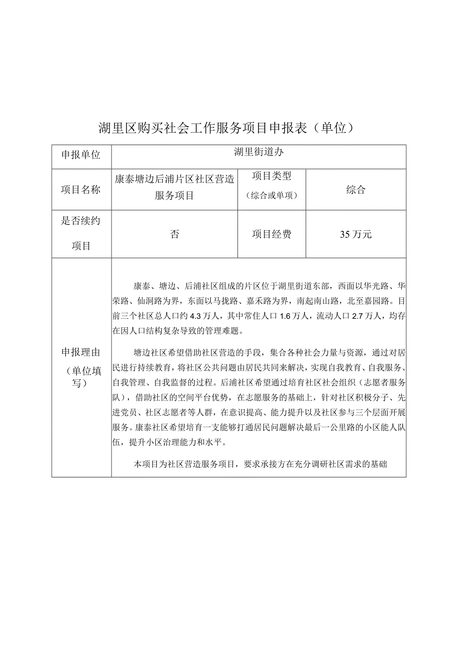 湖里区购买社会工作服务项目申报表单位.docx_第1页