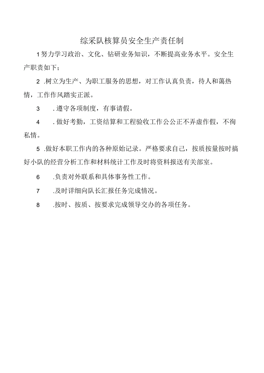 综采队核算员安全生产责任制.docx_第1页