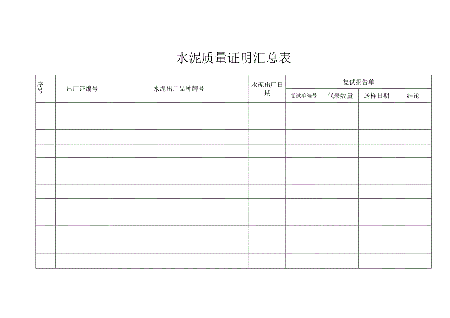 水泥质量证明汇总表.docx_第1页