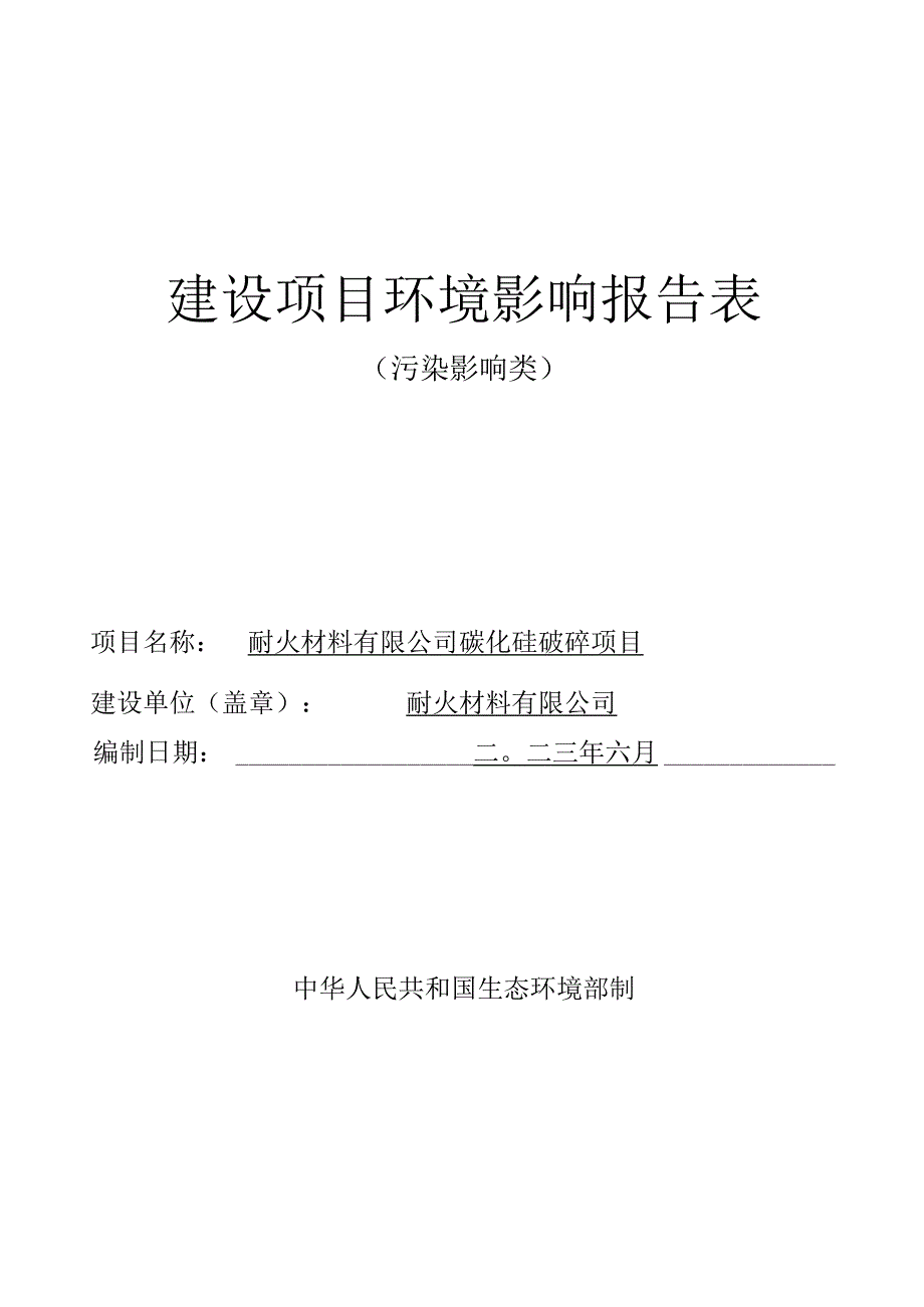 碳化硅破碎项目环评报告.docx_第1页