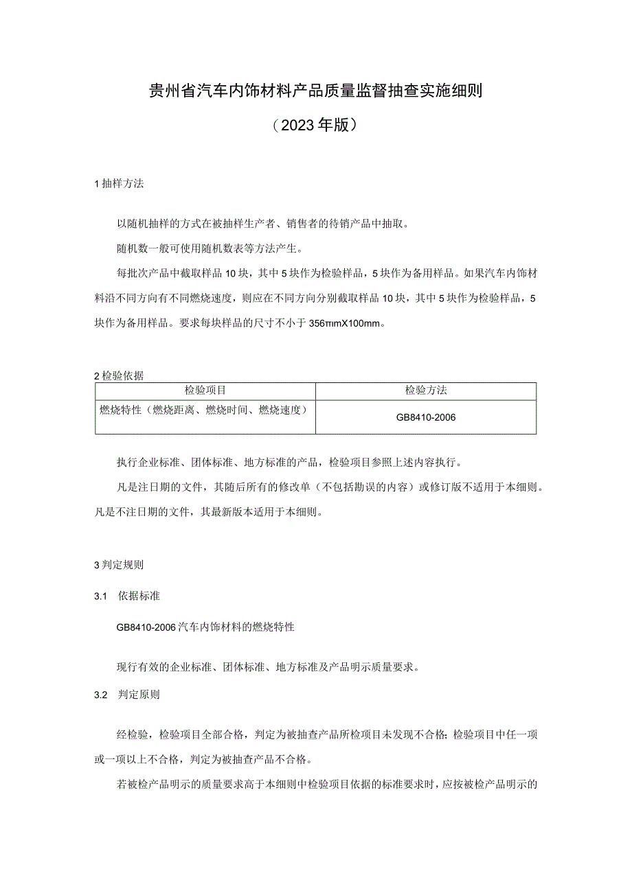 贵州省汽车内饰材料产品质量国家监督抽查实施细则(2023版）.docx_第1页