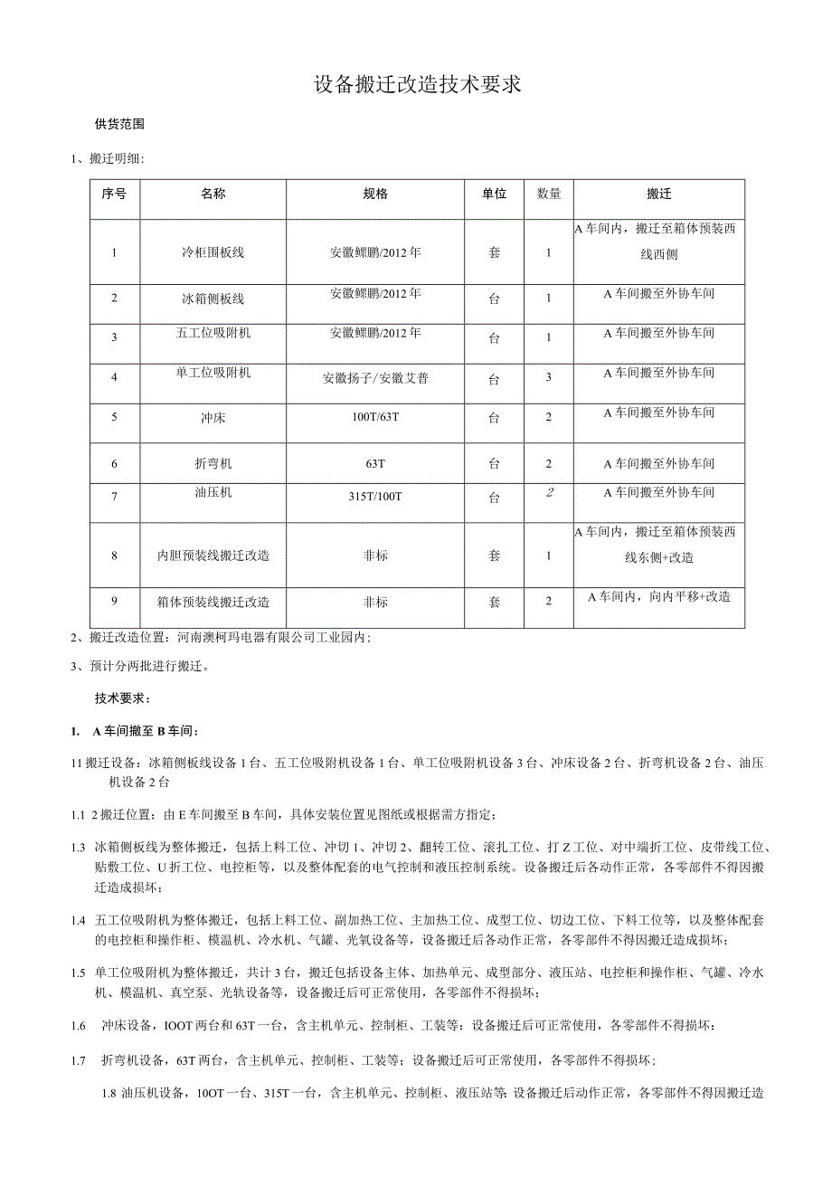 设备搬迁改造技术要求.docx_第1页