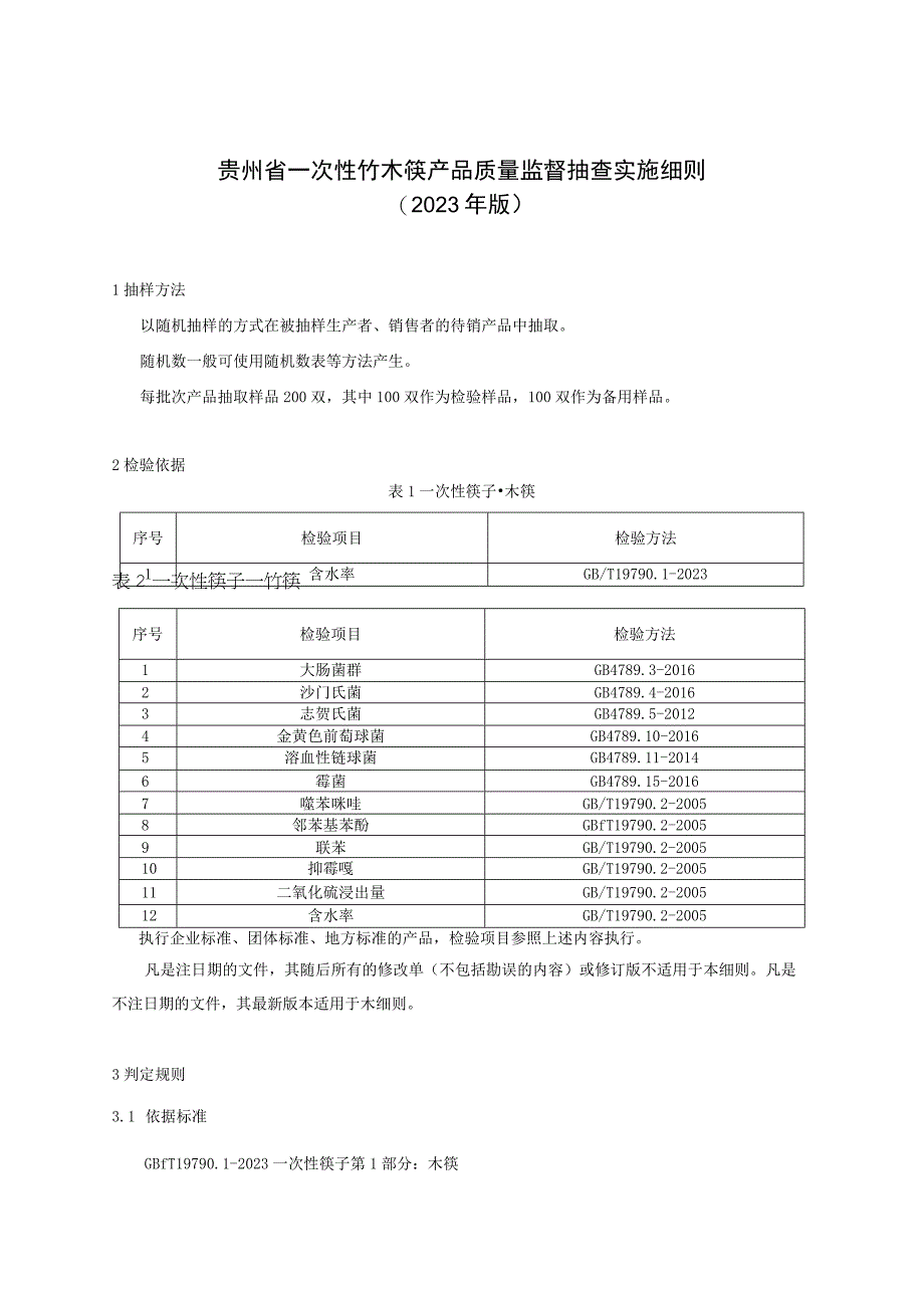 贵州省一次性竹木筷产品质量监督抽查实施细则（2023年版）.docx_第1页