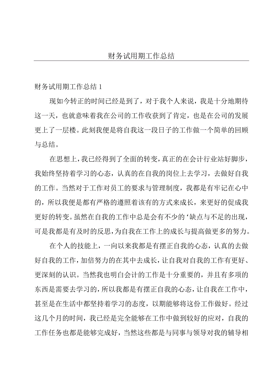 财务试用期工作总结.docx_第1页