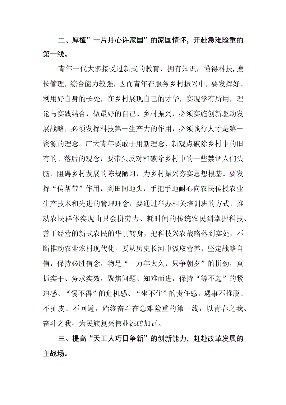 青年干部座谈交流发言：在乡村振兴主战场彰显青春担当.docx_第3页