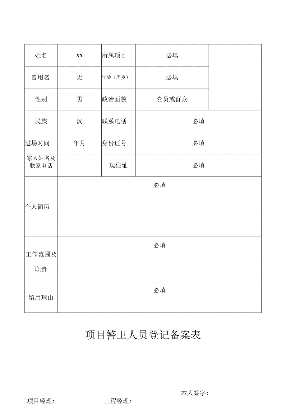 项目警卫人员登记备案表.docx_第1页