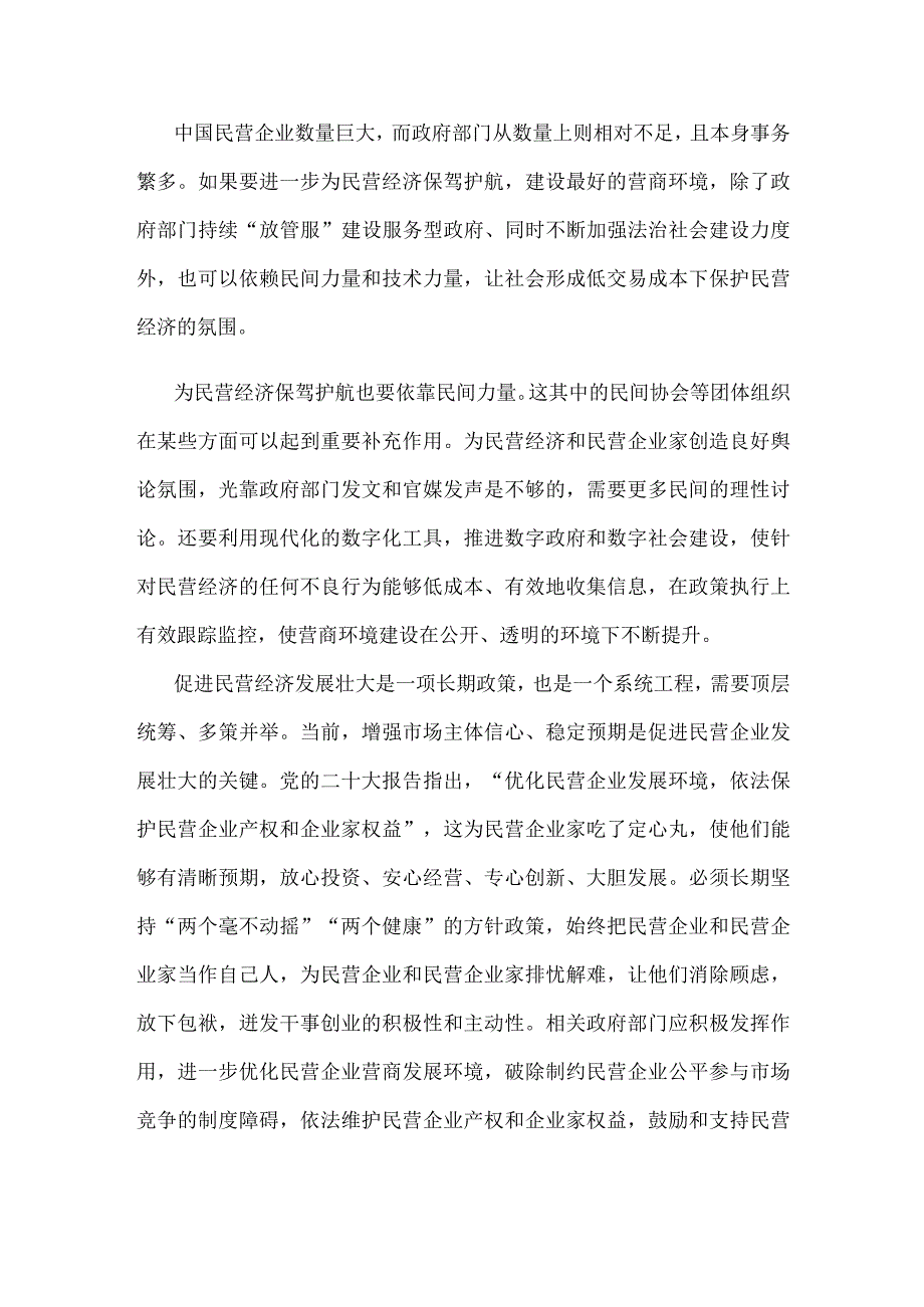 贯彻落实《关于促进民营经济发展壮大的意见》心得体会发言.docx_第2页