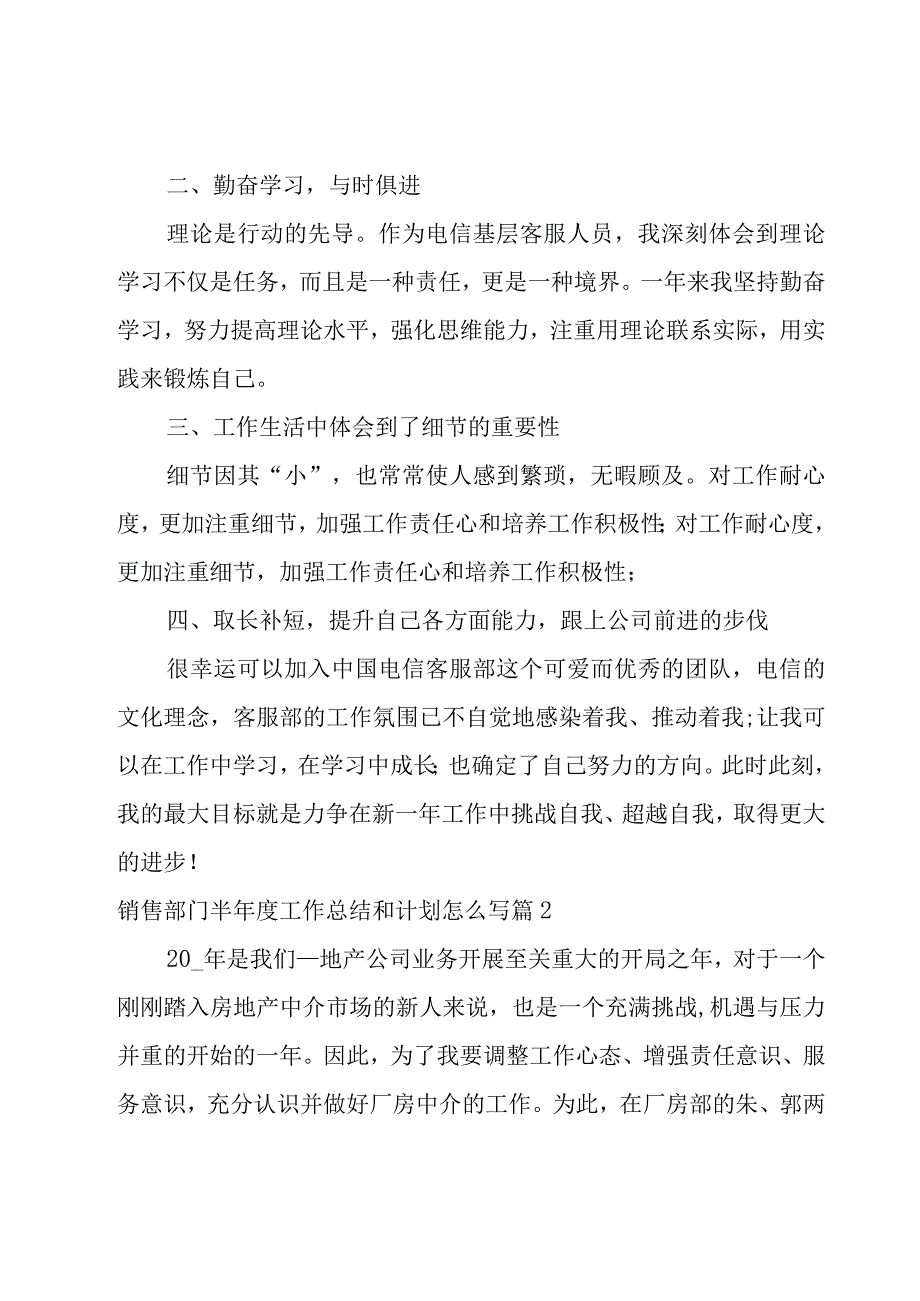 销售部门半年度工作总结和计划怎么写.docx_第2页