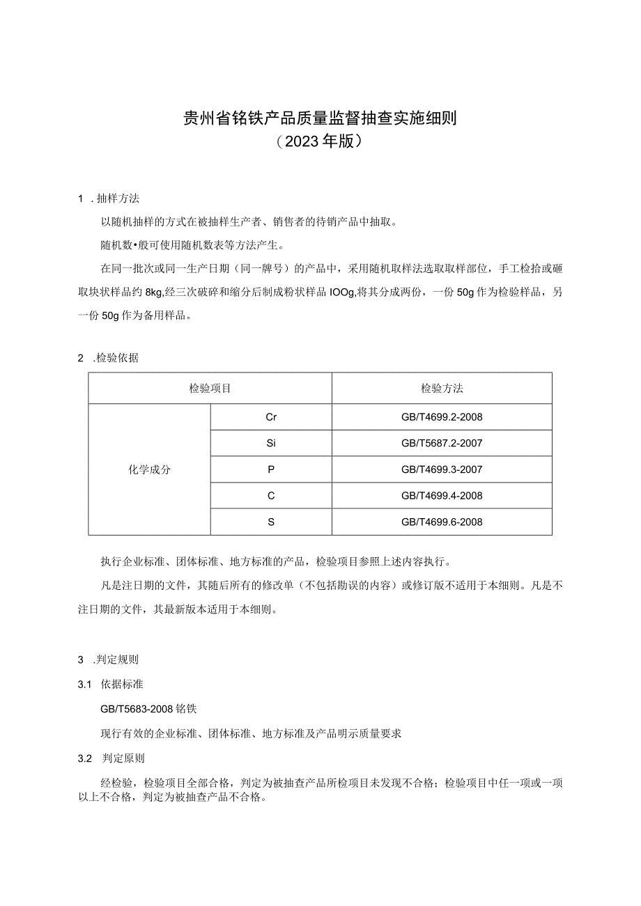 贵州省铬铁产品质量监督抽查实施细则（2023年版）(1).docx_第1页