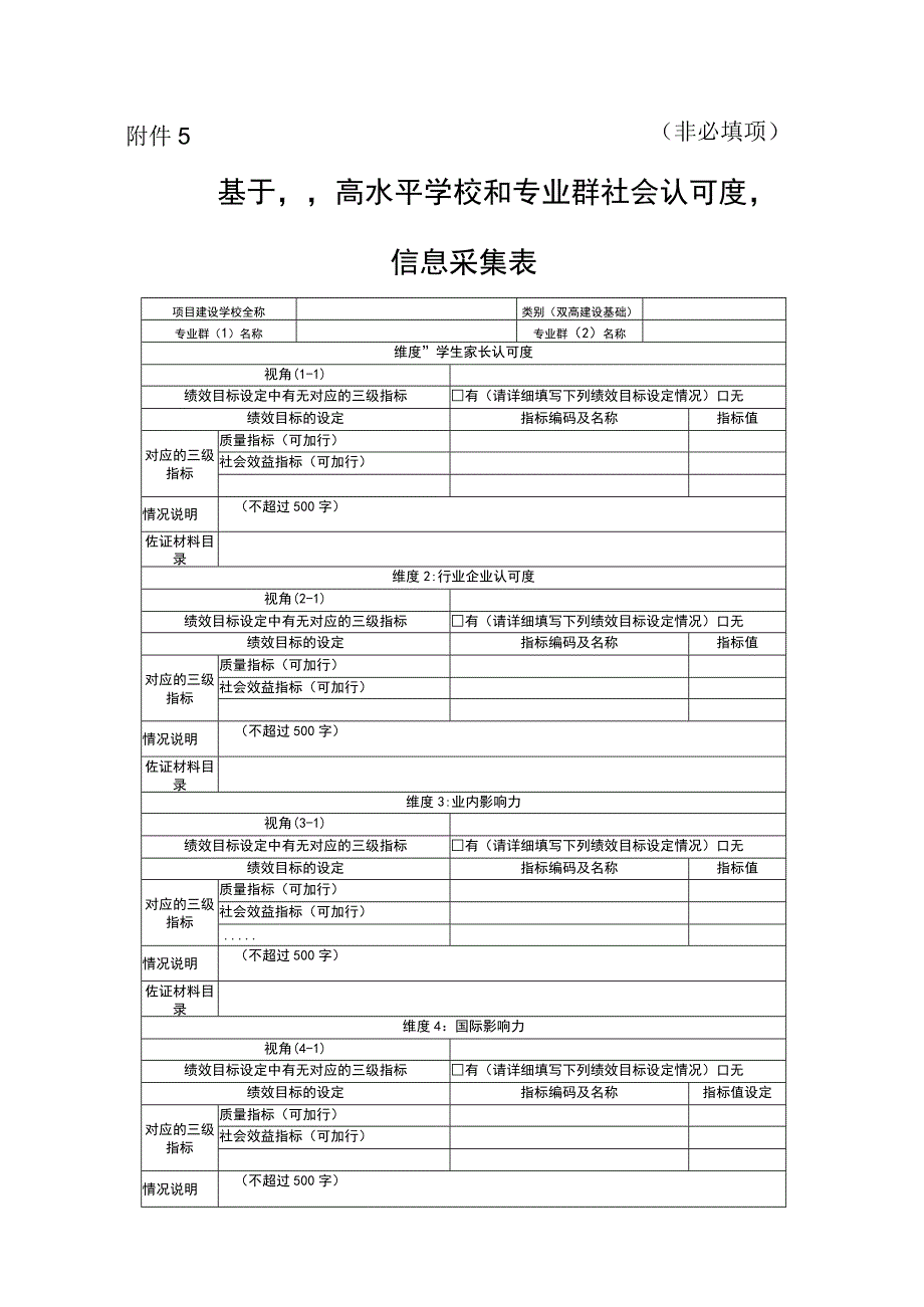 非必填项基于“高水平学校和专业群社会认可度”信息采集表.docx_第1页