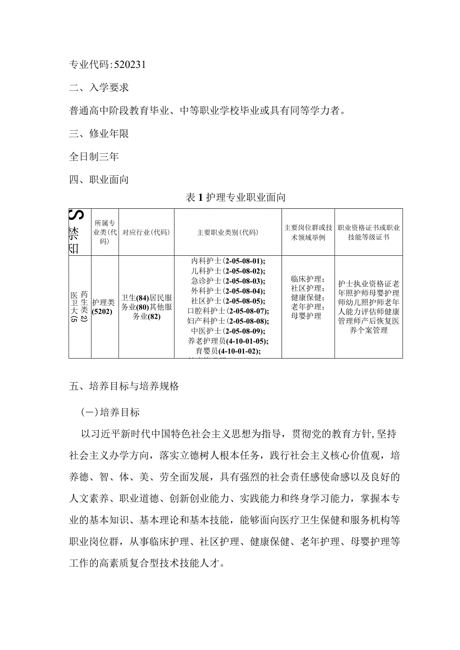 黔南民族医学高等专科学校护理专业人才培养方案.docx_第3页