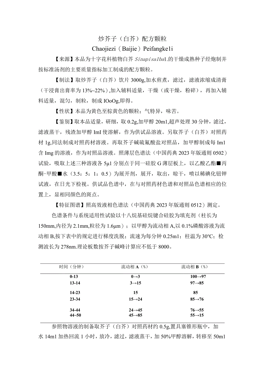 黑龙江省中药炒芥子白芥配方颗粒.docx_第1页