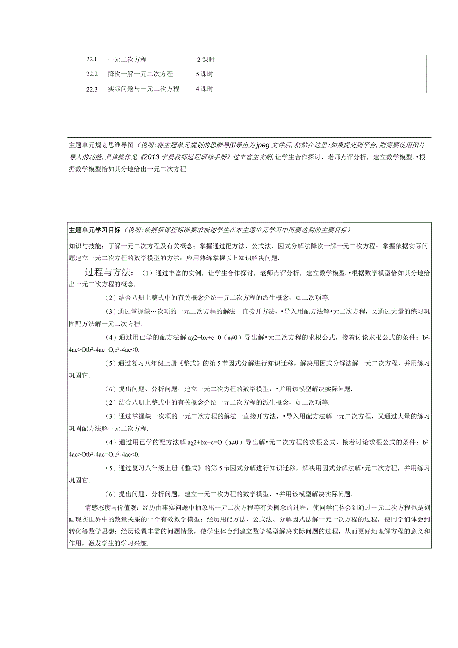 九年级一元二次方程主题单元教学设计模板.docx_第2页