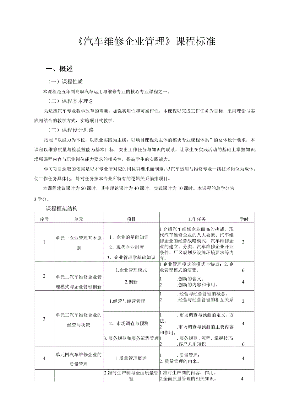 《汽车维修企业管理》课程标准.docx_第1页