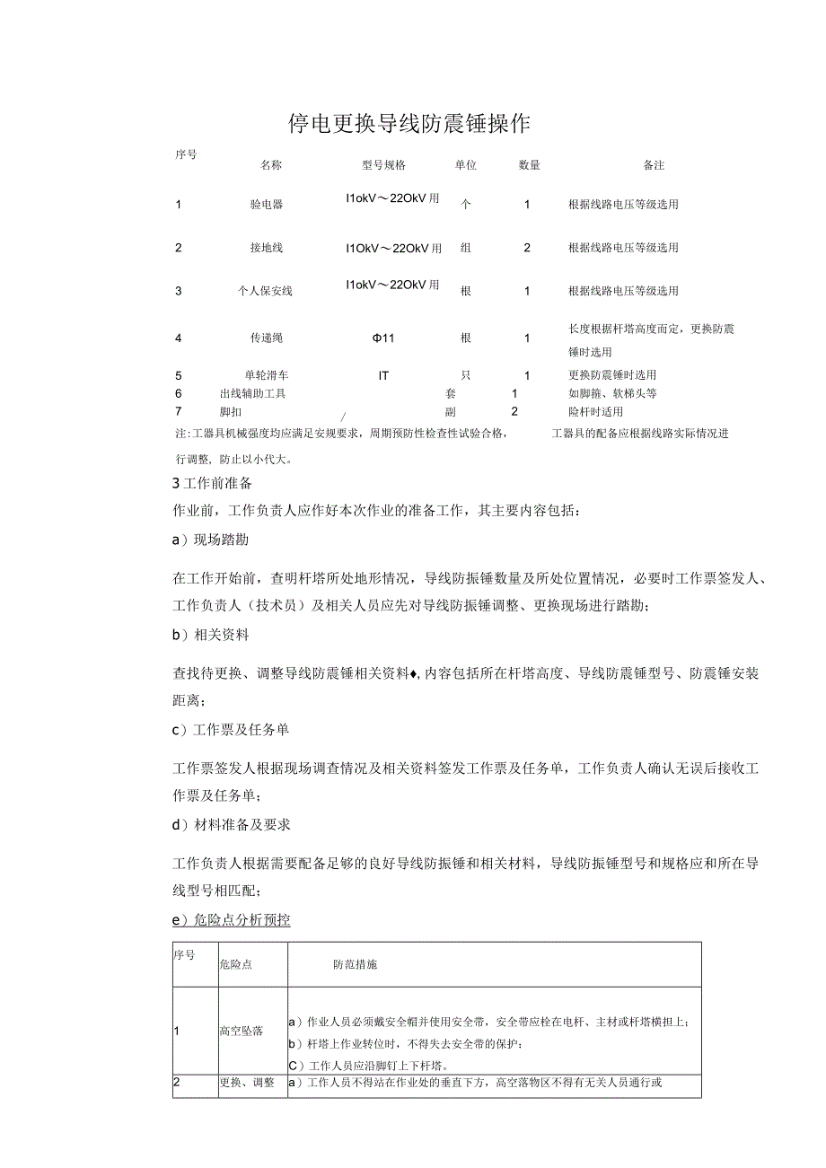 停电更换导线防震锤操作(输电线路标准化作业指导书).docx_第1页