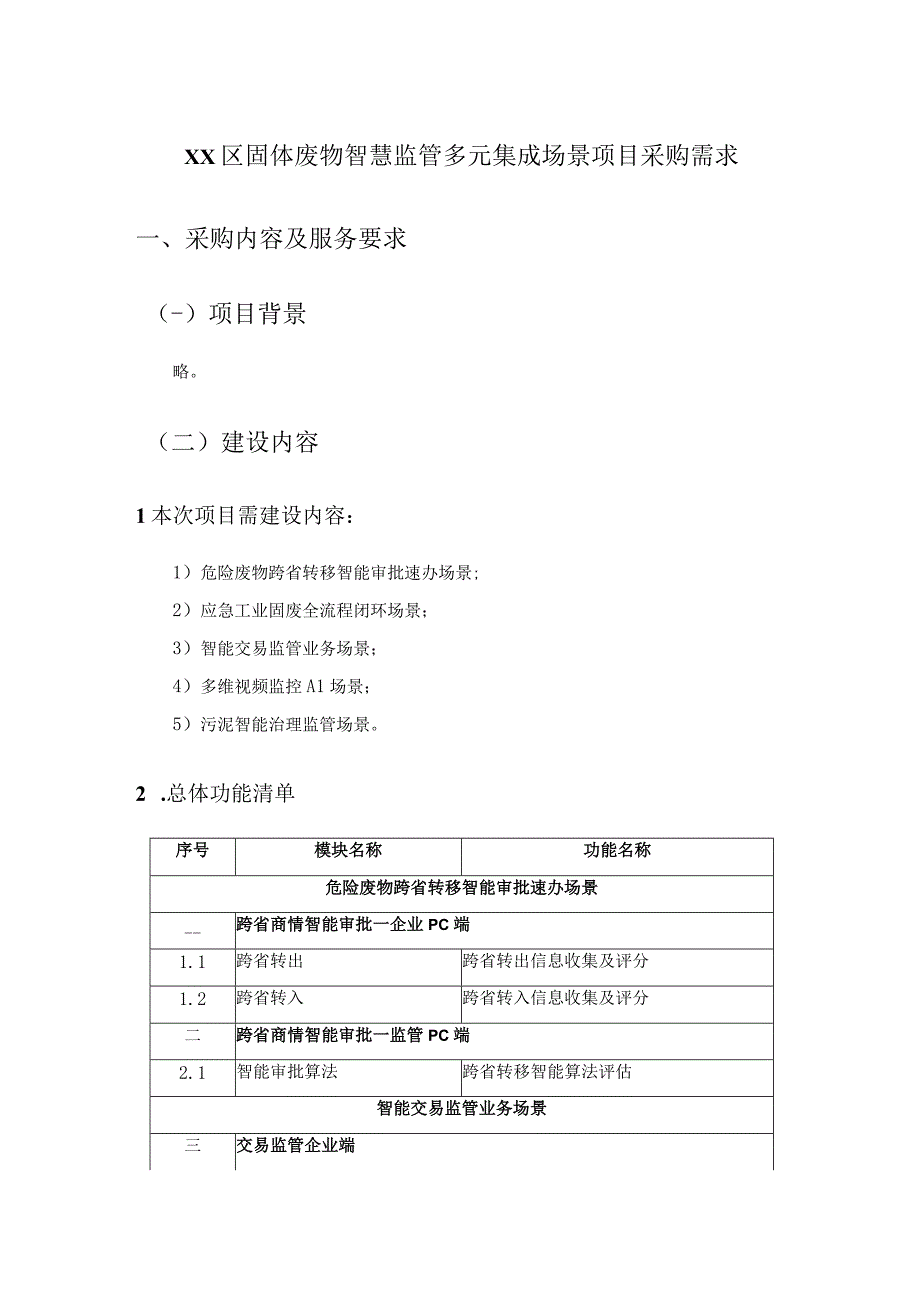 XX区固体废物智慧监管多元集成场景项目采购需求.docx_第1页