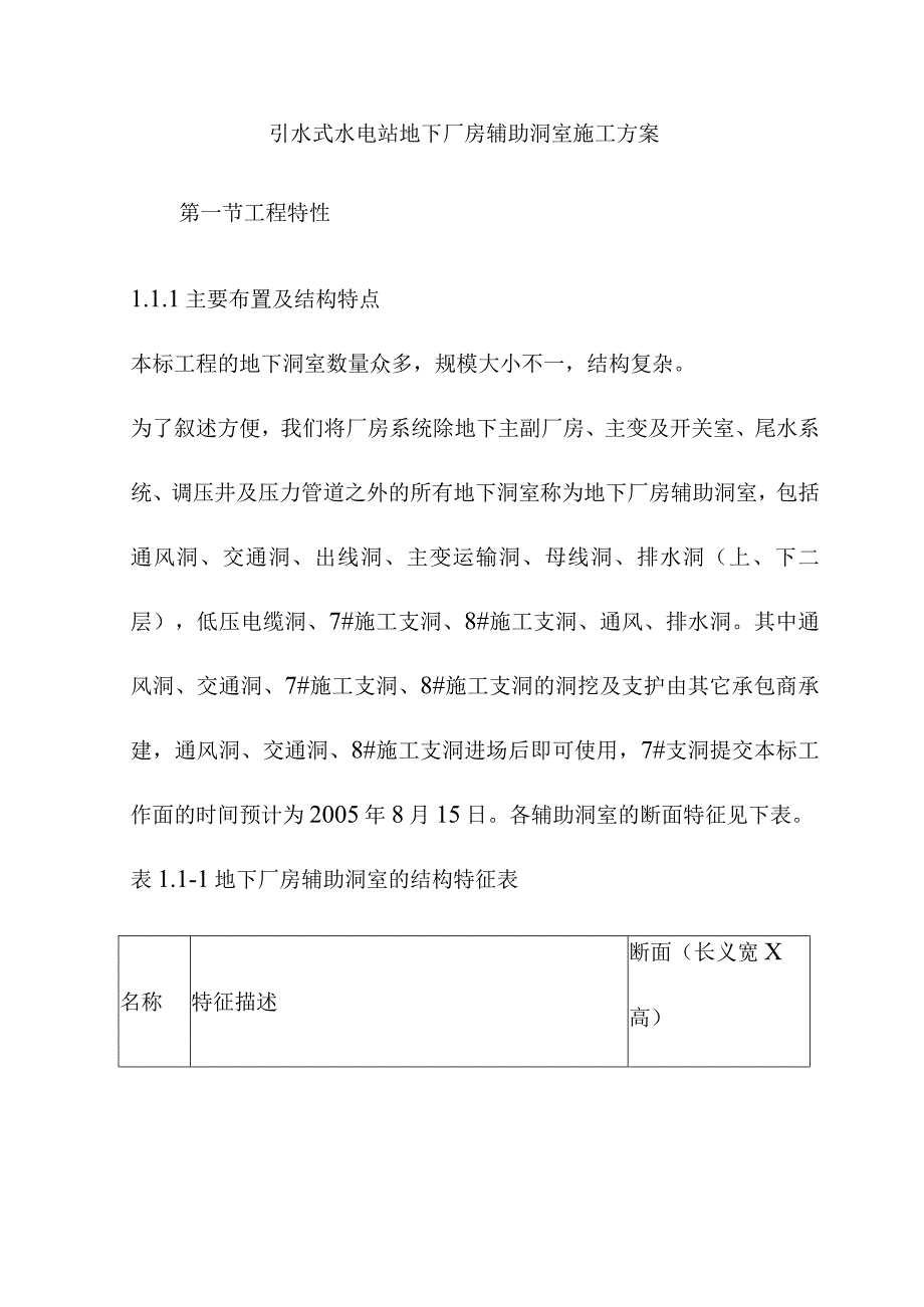 引水式水电站地下厂房辅助洞室施工方案.docx_第1页