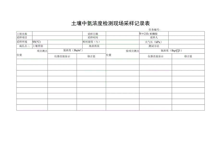 土壤中氡浓度检测现场采样记录表.docx_第1页