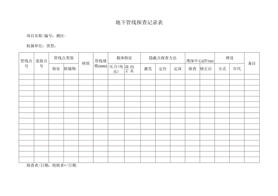 地下管线探查记录表.docx_第1页