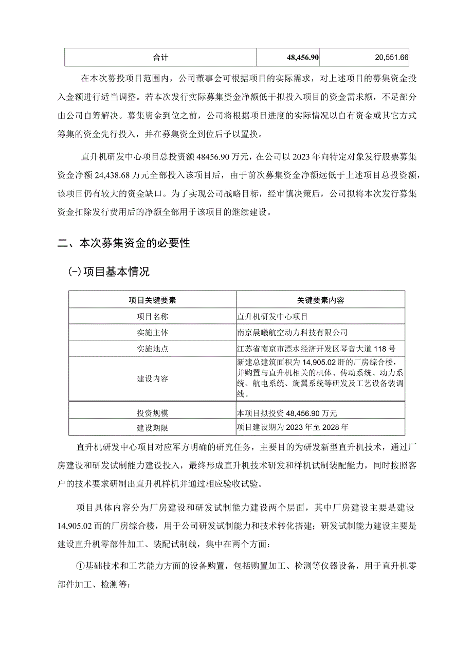 晨曦航空：西安晨曦航空科技股份有限公司2023年度以简易程序向特定对象发行股票募集资金使用的可行性分析报告.docx_第2页