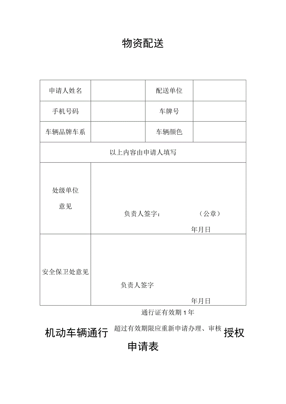 机动车辆通行授权申请表6.docx_第1页