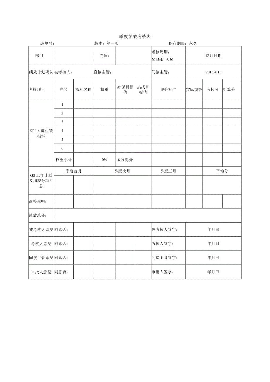 季度绩效考核表.docx_第1页