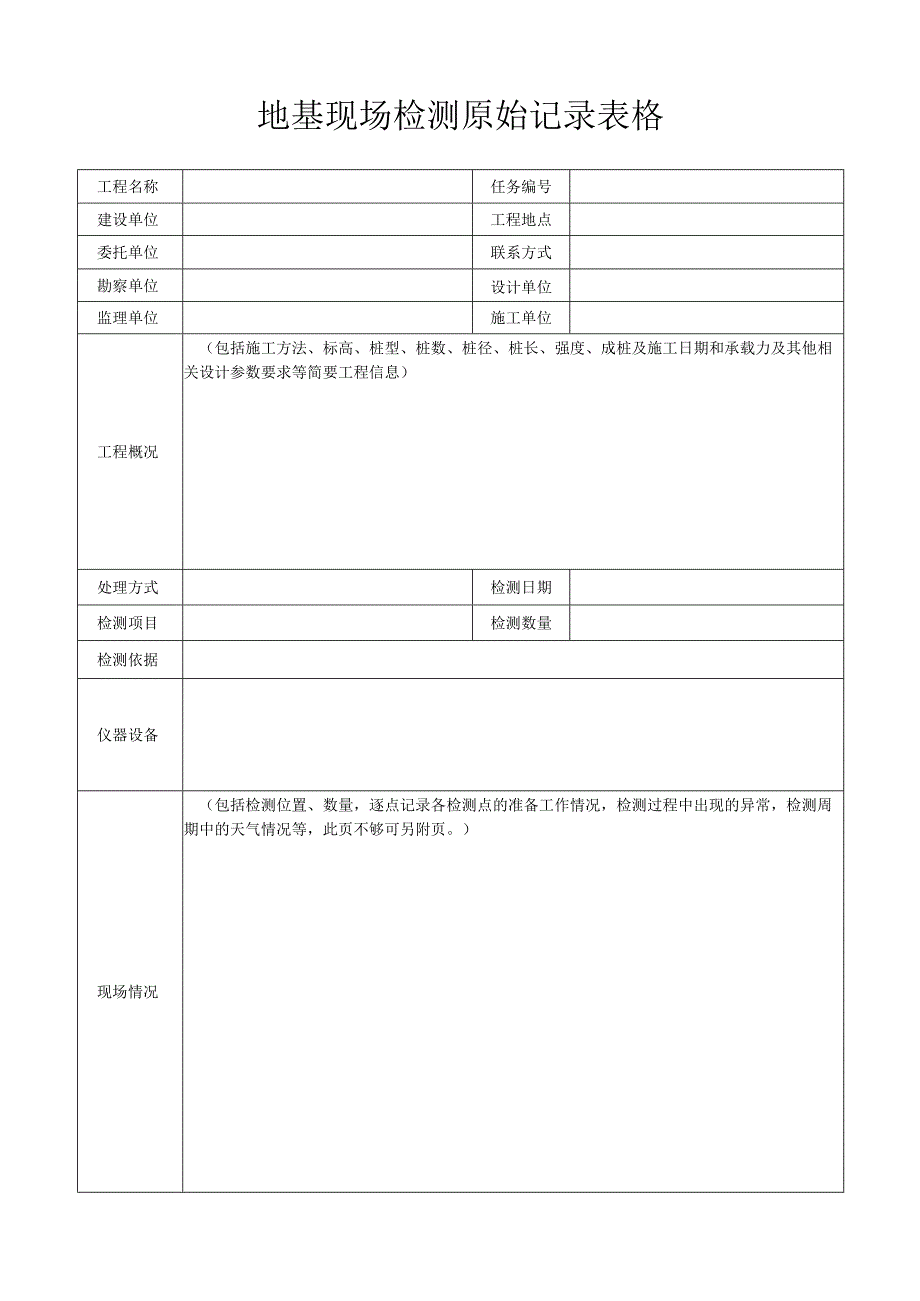 地基现场检测原始记录表格.docx_第1页