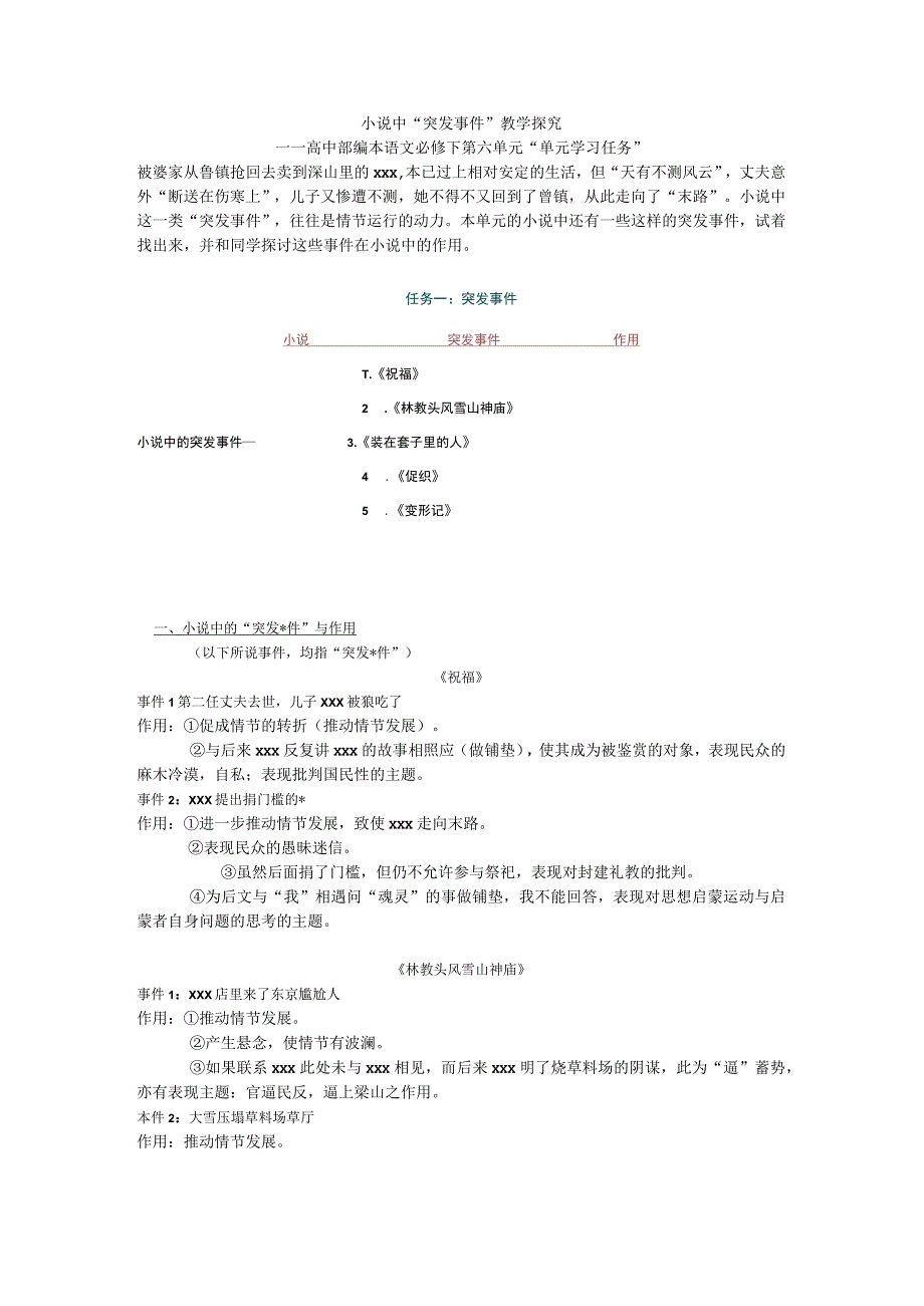 小说中“突发事件”教学探究1公开课教案教学设计课件资料.docx_第1页