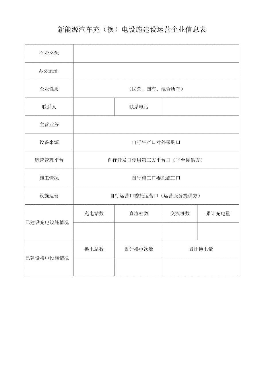 新能源汽车充（换）电设施建设运营企业信息表.docx_第1页