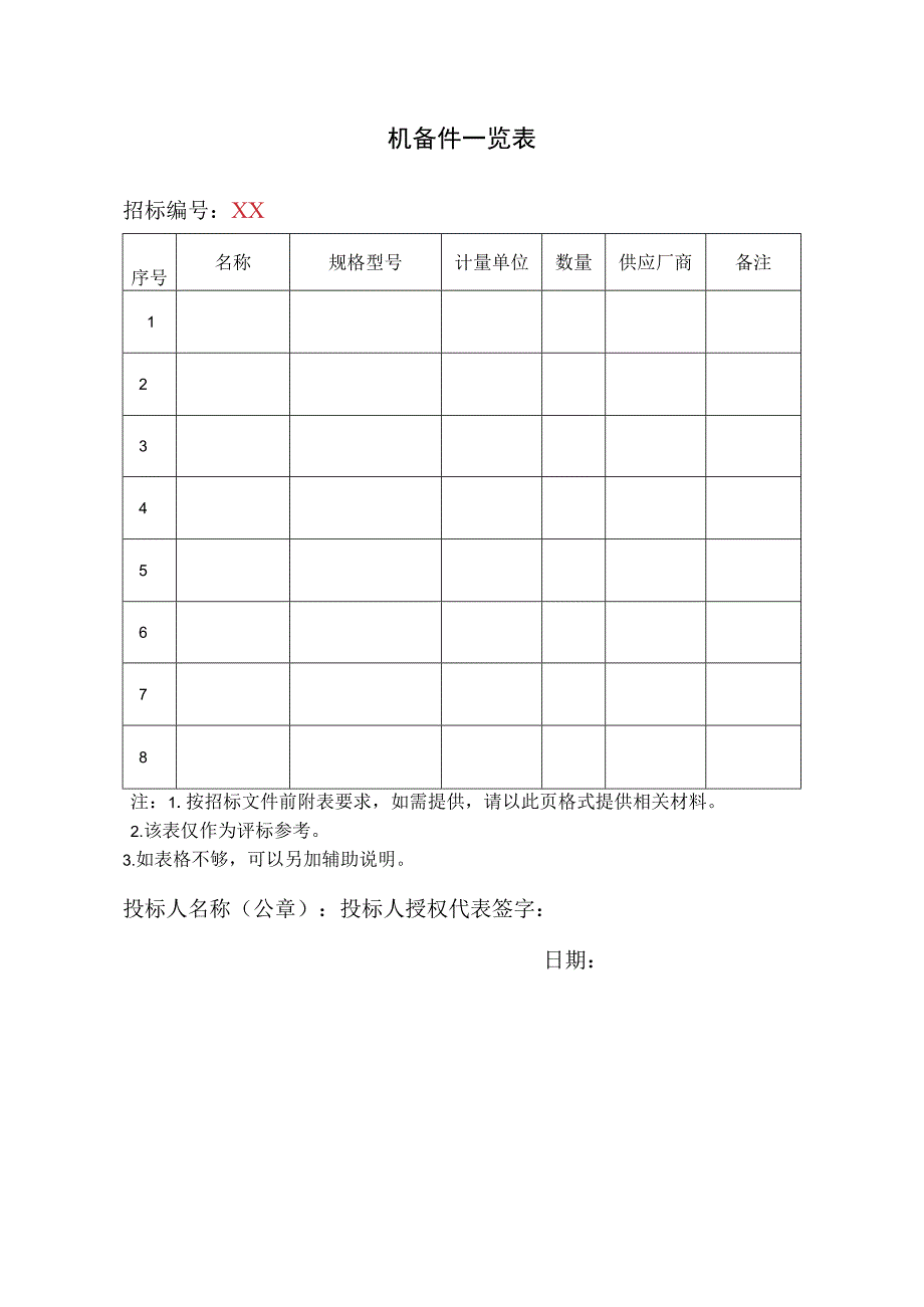 机备件一览表41(2023年).docx_第1页