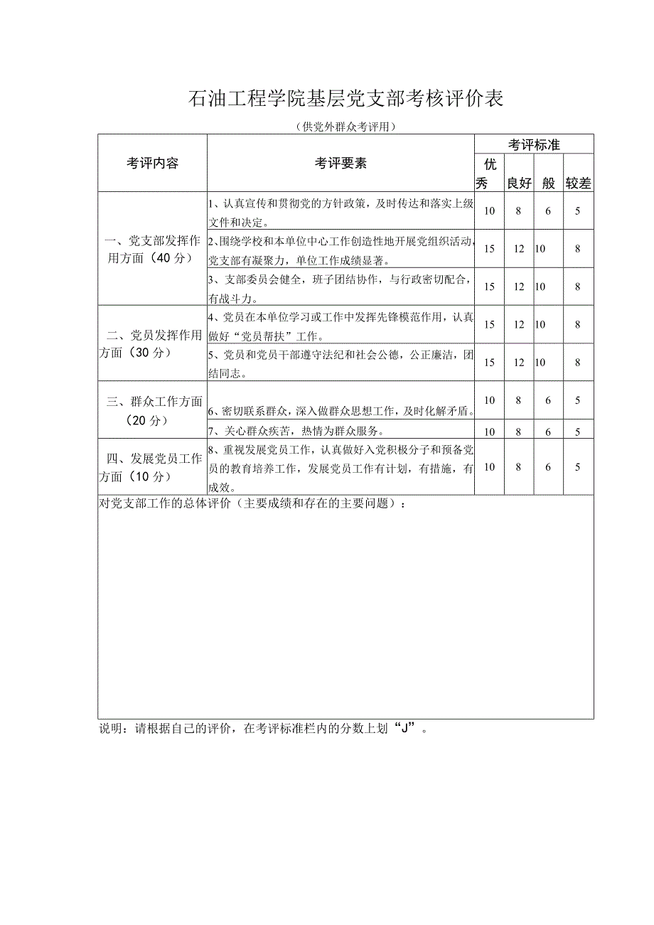 石油工程学院基层党支部考核评价表.docx_第1页