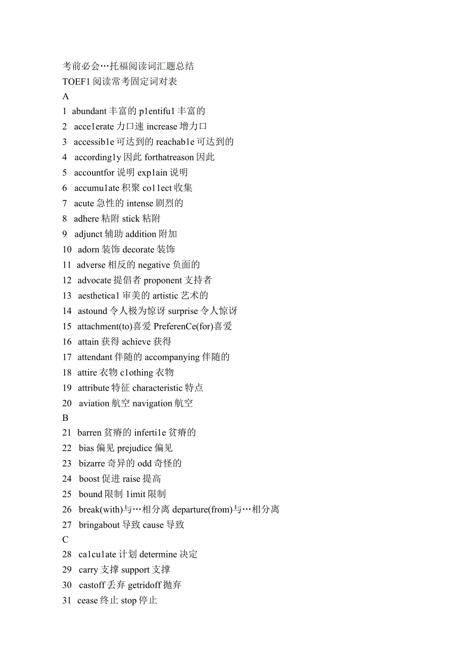 考前必会---托福阅读词汇题总结.docx_第1页