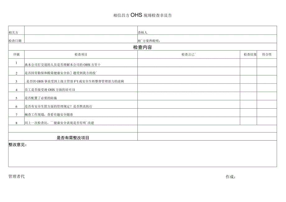 相关方OHS现场检查报告.docx_第1页