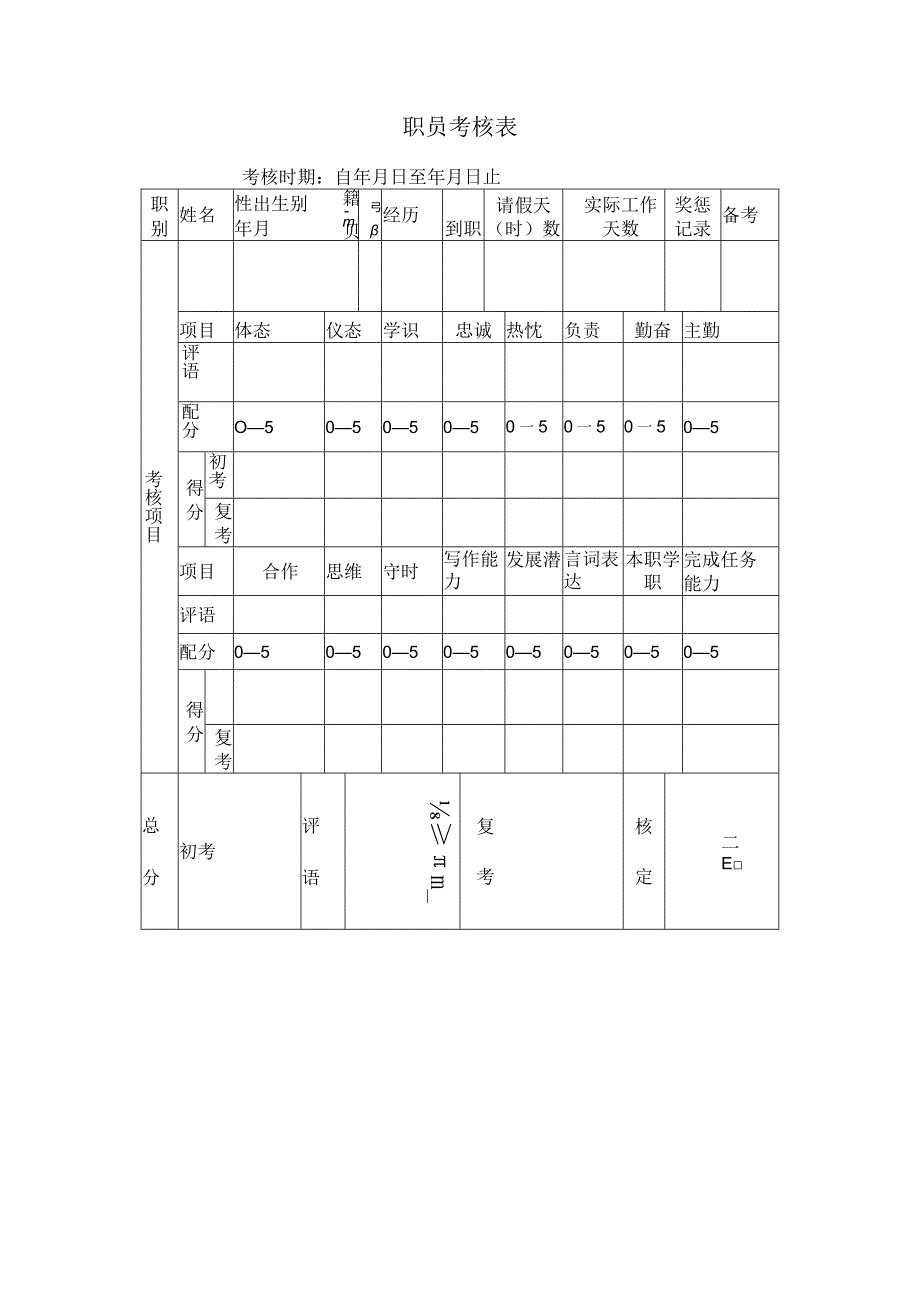 职员考核表.docx_第1页