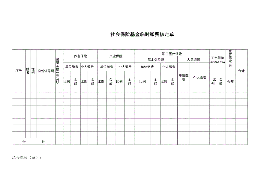 社会保险基金临时缴费核定单.docx_第1页