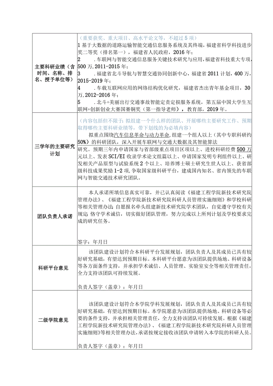 福建工程学院新技术研究院科研团队负责人申请表.docx_第2页